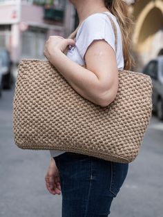 "Handmade crochet bag! Bag, Shoulder Bag, Beach Bag, Summer Bag Total crochet bag that the shape remains stable because of the strengthening of bag! The bag has also fabric inside. An excellent summer bag with straw! I use only high quality materials for an excellent result. This wonderful crochet bag is the perfect accessory for your summer outfit. The crochet bag has enough space for all your belongings :) Height: 28 cm(11'') Length: 45 cm(17.5'') Width: 5 cm (2\") ->If you want another color Crochet Jute Tote Shoulder Bag, Everyday Crochet Jute Shoulder Bag, Crochet Jute Shoulder Bag For Daily Use, Crochet Bag With Double Handles For Everyday Use, Everyday Crochet Jute Bag, Everyday Jute Crochet Bags, Natural Crochet Bag With Double Handle, Rectangular Jute Crochet Bag For Everyday Use, Everyday Rectangular Jute Crochet Bag