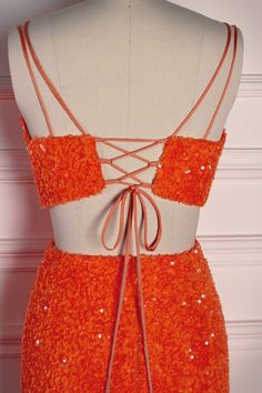 This Two Piece Orange Sequin dress features double straps and a mermaid skirt with a side slit, for an unforgettable evening look. Item #NP1041 Color: Orange Material: Sequin Silhouette: Two Piece Sleeves: Double straps Embellishment: Mermaid skirt with side slit Back: Lace-up back Length: Full length Fully lined: Yes Built-in bra: Yes True to size. Made in China. Dresses are usually packed inside out for protection. Hand wash Orange Mermaid, Prom Dress Pictures, Sweep Train Prom Dress, Prom Dresses With Pockets, Long Formal Dress, Prom Dresses Two Piece, Lace Prom Dress, Pink Petals, Mermaid Skirt