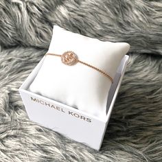 Beautiful Michael Kors Gold Plated Slider Adjustable Bracelet With Pave Circle Around Mk Logo Brand New In Mk Gift Box With Pillow And Booklet. Tortoise Shell Bracelet, Pave Bangle, Michael Kors Bracelet, Rose Gold Logo, Pave Bracelet, Gold Michael Kors Watch, Bronze Bracelets, Silver Heart Bracelet, Adjustable Bangle Bracelet