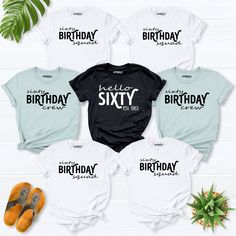 Sixty birthday shirt, birthday party tees, Birthday squad Shirt, birthday group shirt, 60th Birthday shirt, birthday crew shirt, Sixty Shirt Hello! Thank you for supporting small businesses. My main priority here is the satisfaction of my customers. My t-shirts are Bella+Canvas brand. If Bella+Canvas is out of stock, I will send it from a brand of the same size and quality. If you want to see this design on the SWEATSHIRT you can buy it from the link below.https://etsy.me/3LS0Viz T-shirts are co Casual Birthday Shirt With Funny Text, Casual T-shirt With Funny Text For Birthday, Casual Shirt With Custom Print For Birthdays, Casual Shirt With Custom Print For Birthday, Casual Custom Print T-shirt For Birthday Gift, Casual T-shirt With Custom Print For Birthday, Birthday Crew Shirts, 60th Birthday Shirt, Birthday Group Shirts