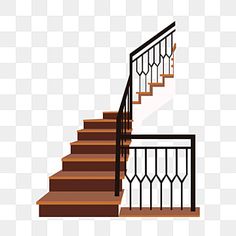 a stair railing and handrail on a staircase png, transparent background with no shadow