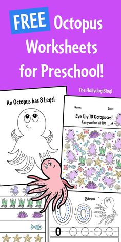 octopus worksheets for preschool with the text free octopus worksheets for preschool