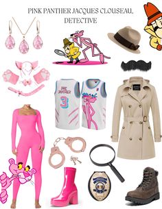 pink panther ladies's clothing and accessories are shown