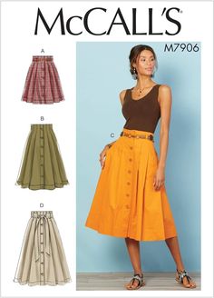 McCalls Sewing Pattern M7906 R10206 Skirt Misses Size 6-14 | eBay Pleated Skirt Pattern, Sew Patterns, Womens Pleated Skirt, Sewing Dress, Kilt Skirt, High Waisted Pleated Skirt, Mccalls Sewing Patterns, Skirt Patterns Sewing, Sewing Skirts