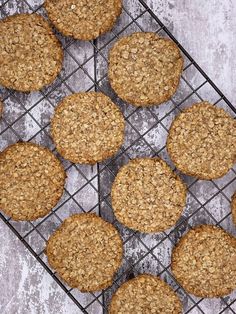 some cookies are cooling on a wire rack