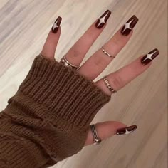 Star Nail Designs, Brown Nails, Fire Nails, Dope Nails