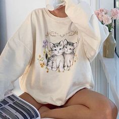 Crew Neck Sweatshirt Aesthetic, Sweatshirt Aesthetic, Textured Knit Sweater, Cute Cardigans, Cute Kitten, Cat Sweatshirt, Sweatshirt Outfit, Cute Sweatshirts, Comfy Sweaters