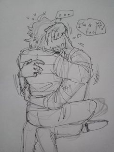 a drawing of two people hugging each other