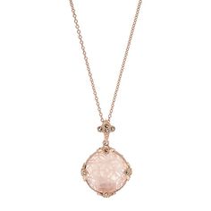 "Adorned with a round-cut genuine rose quartz center stone and marcasite stone accents, this 18k rose gold over sterling silver pendant abounds with breathtaking beauty.PENDANT DETAILS Pendant length: 1 in. Chain length: 18 in. Clasp: lobster-claw Metal: sterling silver Plating: 18k rose gold Made with SWAROVSKI MARCASITE STONE DETAILS Stone type: rose quartz Center stone weight: 7 1/3 ct. Shape: round Setting: prong Gemstones may have been treated to enhance their appearance. Special care may b Elegant Pink Cabochon Necklace, Elegant Rose Quartz Jewelry For Formal Occasions, Princess Cut Diamond Earrings, Fake Diamond, Jewelry Design Inspiration, Jewellery Marketing, Jewelry Tags, Breathtaking Beauty, Popular Jewelry