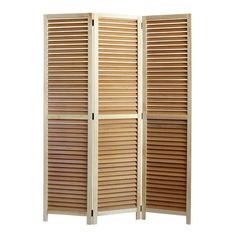 a room divider made out of wood with shutters on the sides and bottom