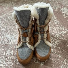 These Boots Have Been Worn Once And Are Like New. Very Comfortable And Warm. Wedge Snow Boots, Sorel Womens, Sorel Shoes, Snow Boots, Brown And Grey, Bootie Boots, Ankle Boots, Wedges, Like New