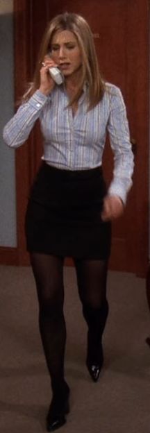 Rachel Green Outfits Black Skirt, Rachel Green Black Skirt, 00s Office Fashion, Early 2000s Office Fashion, Rachel Green Corporate Outfits, 2000s Business Fashion, 2000s Office Fashion