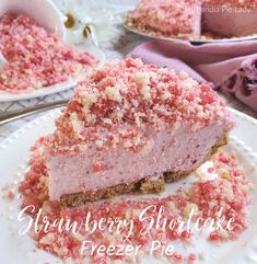 Strawberry Shortcake Freezer Pie - Portlandia Pie Lady Strawberry Shortcake Freezer Pie, Freezer Pies, Strawberry Ice Cream Pie, Shortcake Recipes, Pie Homemade, Strawberry Recipe, Homemade Strawberry Ice Cream, Strawberry Shortcake Ice Cream