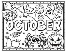 the october coloring page for kids