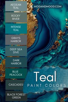 teal paint colors with gold and blue