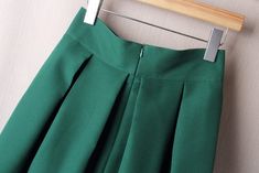 Vintage A Line Big Bow Side Zipper High Waist Pleated Knee Length Skirt                                                                           Material:  Cotton + Polyester                                                                              Size Description:   (1 cm = 0.3937 inch) Medium length, elastic waist  Type: high waist waist   S    Size: Waist  66cm   Length 58cm      M   Size: Waist   70cm   Length 58cm     L   Size: Waist   74cm   Length 58cm     XL Size: Waist 78cm  Length High Waist Stretch Pleated Skirt With Elastic Waistband, High Waist Green Denim Skirt, High Waist Skirt With Side Zipper For Spring, High Waist Skirt With Zipper Closure For Summer, Big Bow, Pocket Jacket, Big Bows, Sequin Top, Knee Length Skirt