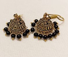 Copper Golden Handmade Oxidized Jhumkas Earrings,Light Weight Earrings, Golden - Copper Jhumkas Earrings, Black Colour Beads Jhumkas Metal - Alloy Oxidized Jhumkas, Jhumkas Earrings, Golden Copper, Earrings Golden, Jhumka Earrings, Earrings Black, Black Colour, Light Weight Earrings, Etsy Earrings