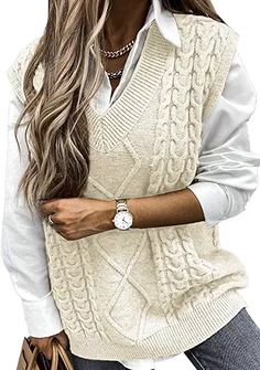 dwelsh | Instagram, Facebook | Linktree Loose Pullover Sweater, Sweater Vests, Cable Knit Vest, Winter Vest, Oversized Vest, Sweater Vest Women, Sleeveless Sweater Vest, Winter Knit Sweater, Elegant Sweater