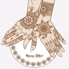 two hands with henna tattoos on their palms and the words henna tattoo above them