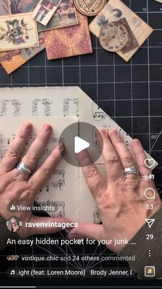 an image of someones hands on top of a piece of paper with music notes