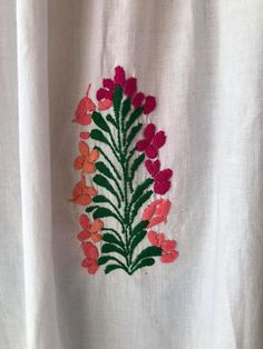 "Elegant dress and colourful hand-embroidery. Perfect for mexican wedddings, mexican parties, etc. Made in the 80's Loose fit In perfect conditions. Fits size Small Measurements taken flat: Armpit to armpit 20 1/2\" Bottom hem width 29 1/2\" Shoulder to bottom hem 49\"" Cotton Maxi Dress With Floral Embroidery And Short Sleeves, Traditional Short Sleeve Maxi Dress With Floral Print, Traditional Floral Print Maxi Dress With Short Sleeves, Traditional Short Sleeve Floral Maxi Dress, Traditional Short Sleeve Embroidered Dress With Chikankari, Traditional Short Sleeve Dress With Chikankari Embroidery, Traditional Short Sleeve Maxi Dress For Spring, Summer Cotton Kaftan With Floral Embroidery, Bohemian Summer Dresses With Resham Embroidery