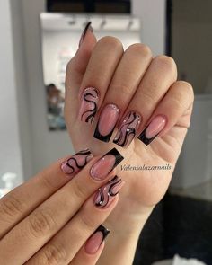 Acrylic Toe Nails, Edge Nails, Long Acrylic Nail Designs, Good Feeling, Work Nails, Acrylic Nails Coffin Pink, Cute Gel Nails, Black Nail, Nails Desing