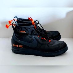 Nike Air Force 1 Wtr Gore-Tex Size 14 The 10th Black Blue Orange 2019 Pre-Owned No Box. In Really Nice Overall Condition. The Only Real Flaw Is Some Orange Paint Worn Off From The Zipper Pulls (Please See Images) Offers Always Welcomed High-top Gore-tex Sneakers For Streetwear, Gore-tex High-top Sneakers For Streetwear, Gore-tex Sneakers For Streetwear, Breathable Low-top Boots For Streetwear, Nike High-top Waterproof Boots For Streetwear, Nike Waterproof Boots For Streetwear With Round Toe, Nike Waterproof Boots With Round Toe For Streetwear, Nike Waterproof Sneakers For Streetwear, Nike Waterproof Sporty Boots For Streetwear