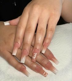 Acrylic Nails With J Initials On Them, Nail Acrylic With Initial, Y Initial On Nails, Nail Idea Initials, Long Acrylic Nails Coffin With Initials, Ombre Acrylic Nails With Initial, Acrylic Nails With N Initials, Nail Ideas With His Initial