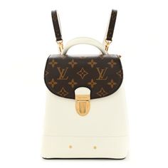 LOUIS VUITTON Patent Monogram Hot Springs Backpack Snow Luxury Coated Canvas Backpack With Leather Handles, Luxury Backpack With Leather Handles And Coated Canvas, Luxury Coated Canvas Leather Backpack For Daily Use, Luxury Coated Canvas Backpack For Daily Use, White Monogram Canvas Bag With Adjustable Strap, Luxury Backpack With Leather Handles, Luxury Coated Canvas Leather Backpack, Monogram Canvas Standard Backpack, Luxury Backpack With Leather Backing