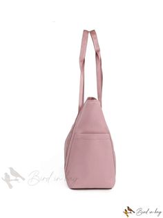 Bird in Bag - Fashionable Solid Color Tote Bag Shoulder Bag, Casual and Simple Mommy Bag Handbag for Office and Everyday Use Large Capacity Pink Hobo Bag For Travel, Pink Large Capacity Hobo Bag For Daily Use, Pink Tote Box Bag For Everyday Use, Everyday Large Capacity Pink Hobo Bag, Everyday Pink Large Capacity Hobo Bag, Pink Double Handle Bucket Bag For Travel, Pink Travel Bucket Bag, Everyday Double Handle Bag With Zipper Closure, Diaper Bag With Top Carry Handle