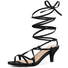 Shop Allegra K for women's strappy lace up kitten heels sandals you are looking for, get more women's stiletto heel for yourelf. Order now! Free Returns! Heels Sandals Black, Kitten Heels Sandals, Kitten Heel Sandals, Womens Stilettos, Open Toe Shoes, Black Sandals Heels, Lace Up Sandals, Heels Sandals, Sandals Black