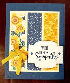 a card with sunflowers on it that says, with deepest sympathy