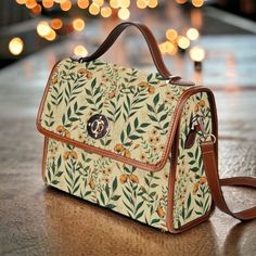 "Retro Olive Green floral Canvas Satchel bag, Cute women boho crossbody purse, cute vegan leather strap hand bag, cottage hippies boho gift  >>PRODUCT INFO<< * 18.94 Oz. Made from high-grade waterproof canvas, durable, water-resistant. * Can be used as a nice laptop storage bag, business briefcase, college school bag, leisure travel tote bag, crossbody messenger bag, card wallet case, etc. * Two interior pockets for small items one zipper pocket. * Removable and adjustable shoulder strap. * The Spring Satchel Shoulder Bag As Gift, Spring Season Shoulder Bag Satchel As A Gift, Spring Gift Shoulder Satchel, Spring Shoulder Satchel As Gift, Spring Crossbody Shoulder Bag Gift, Spring Leather Shoulder Bag Gift, Spring Leather Shoulder Bag For Gift, Spring Gift Crossbody Shoulder Bag, Casual Floral Print Shoulder Bag Perfect For Gift