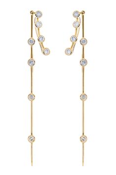 UNIFORM OBJECT-Climber Stick Earrings-YELLOW GOLD Gold Climber Earrings, Earrings Climbers, Diamond Climber Earrings, Firefly Jewelry, Diamonds Are Forever, Jewellery Exhibition, Diamond Choker Necklace, Stick Earrings, Gold Outfit