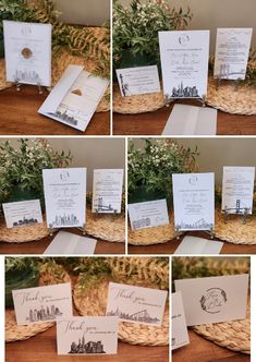 the wedding stationery is laid out and ready for guests