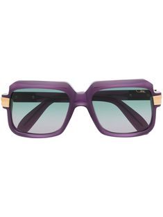 violet purple/gold-tone acetate panelled design blue tinted lenses gradient effect oversize frame logo print to the front logo-engraved arm These glasses come with a protective case. Frame Logo, Violet Purple, Mens Glasses, Sunglass Frames, Panel Design, Purple Gold, Logo Print, Protective Cases, Sunglasses Accessories