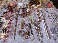 Please read entire description! This is a huge mystery lot of all wearable jewelry, some signed, all in good condition. All of the lots weigh over 11 pounds, some as much as 12+ lbs, depending on how much I can stuff in the box:) The Pictures are stock photos, but will give you an idea of the quality you can expect to find. These are true mystery lots. There is MOP, glass pearls, rhinestones, enamel, just all sorts of pieces in here. Some of it is NOS, and every box will be different. This is NO Mystery Jewelry, Silver Springs, Bracelets Diy, Chanel Earrings, Funky Jewelry, Enamel Earrings, Jewelry Inspo, Dream Jewelry, Turquoise Pendant