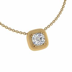 Cushion Diamond Solitaire Pendant 14K Gold - Thenetjeweler Gold Reference, Birthstone Necklace Mothers, Diamond Solitaire Pendant, Starry Nights, Cushion Diamond, Solitaire Necklaces, Montreal Canada