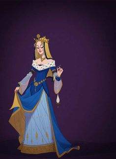 an animated image of a woman in blue and gold dress with text reading sleeping beauty based on the year 1940's