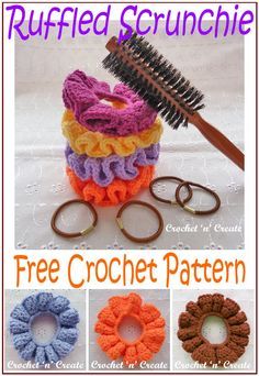 crochet ruffled scrunchie free pattern with instructions to make it