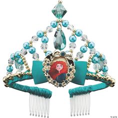 Inspired by the bold and fierce Disney character, this adorable Merida Tiara will have your little princess feeling like royalty. Become the heroine from the Disney Pixar Brave movie! The Disney Princess Merida Classic Tiara features a teal blue tiara with plastic combs, Merida character cameo and decorative beads. One size fits most children. © DISNEY/PIXAR Blue Tiara, Brave Movie, Disney Princess Merida, Brave Merida, Disney Products, Girls Tiara, Princess Merida, Crown For Kids, Disney Brave