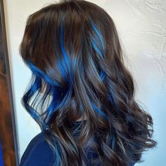 What Highlights Go With Dark Brown Hair, Dark Brown And Colorful Hair, Blue Highlights For Dark Brown Hair, Blonde Balayage With Blue Highlights, Brown Hair W Blue Highlights, Dark Brown With Blue Underneath, Black Hair And Blue Highlights, Brown Hair Dye Ideas Coloring