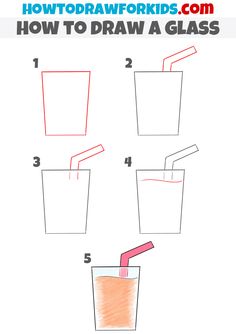 how to draw a glass for kids step by step instructions with pictures on the side