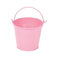 a pink plastic bucket on a white background