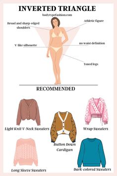 Best Sweater Styles for Inverted Triangle Body Shape - Fashion for Your Body Type V Shape Body, Inverted Triangle Fashion