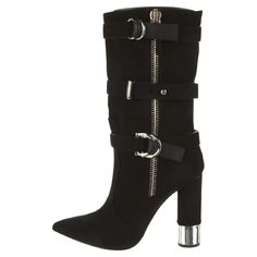 New Giuseppe Zanotti Black Suede Buckle Boots Italian size 37.5 Black Suede, Silver Tone Buckle, Zipper and Heel Details. Full Size Zipper Closure. Fully Lined in Leather. Leather Sole. Measures approx. 13" Tall from the Floor, Heel Height - 4 inches. Made in Italy. New with box. Retail $1.695.00 Listing code: 92254580126958 Italian Heels, Fur Ankle Boots, Glitter High Heels, Italian Shoes, Studded Boots, Spike Heels, Zipper Boots, Buckle Boots, Studded Leather