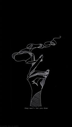 a black and white drawing of a hand reaching for something