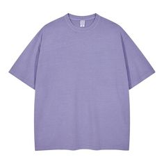 Oversized Plain Short Sleeve T-shirt, Oversized Solid Color Cotton T-shirt, Oversized Solid Crew Neck T-shirt, Oversized Purple T-shirt For Summer, Oversized Solid Color T-shirt For Summer, Oversized Plain T-shirt For Streetwear, Oversized Basic Crew Neck T-shirt, Oversized Solid Color Crew Neck T-shirt, Plain Relaxed Fit T-shirt With Drop Shoulder