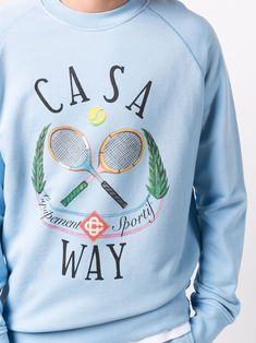 Casablanca Casaway Tennis Sweatshirt - Farfetch Tennis Sweatshirt, Wardrobe Change, Balenciaga Shirt, Classy Outfits Men, Sports Club, Track Suit, Kids Collection, Sports Clubs, Fashion Graphic