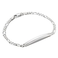 925 STERLING SILVER 7.8" LADIES IDENTITY DIAMOND CUT FIGARO LINK BRACELET ENGRAVING OPTION ON FRONT OF ID BABY SCRIPT TRAJAN PRO OR VANESSA AS SHOWN PLEASE REQUEST IN OPTIONAL BOX PROVIDED LENGTH OF BRACELET 7.8" INCH ( 19.0 CM ) WIDTH OF LINK 3.8MM AVERAGE WEIGHT 6.8 GRAMS DIMENSIONS OF IDENTITY PLATE 3.8MM X 40MM IMPORTED BY CHAIN REACTION JEWELLERS STAMPED 925 FOR STERLING SILVER PRESENTED IN JEWELLERY GIFT BOX PLU 907310 https://www.etsy.com/shop/ChainReactionUK Classic Silver Chain Bracelet With Engraving Option, Formal Sterling Silver Bracelets With Engraving Option, Classic Engraved White Gold Chain Bracelet, Elegant Silver Charm Bracelet With Engraving Option, Silver Nameplate Jewelry For Formal Occasion, Classic Engraved Rectangular Bracelets, Personalized Silver Bracelets For Formal Occasions, Classic Engraved White Gold Name Bracelet, Classic Silver Name Bracelet With Polished Finish